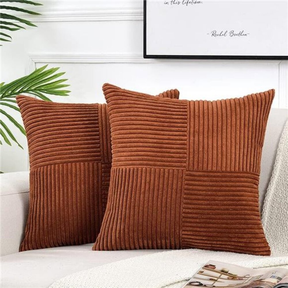18x18in Rust Boho Decorative Throw Pillow Covers for Couch Bed Sofa, Set of 2